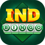 Ind bingo app logo in green background with yellow and green text