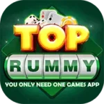 Top rummy app logo in green background with yellow and green text