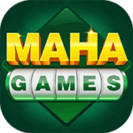 Maha Games app logo in green background with yellow and green text